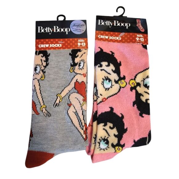 Betty Boop Printed 4 Pairs Assorted Socks and Accessories Bundle NWT - Picture 6 of 16